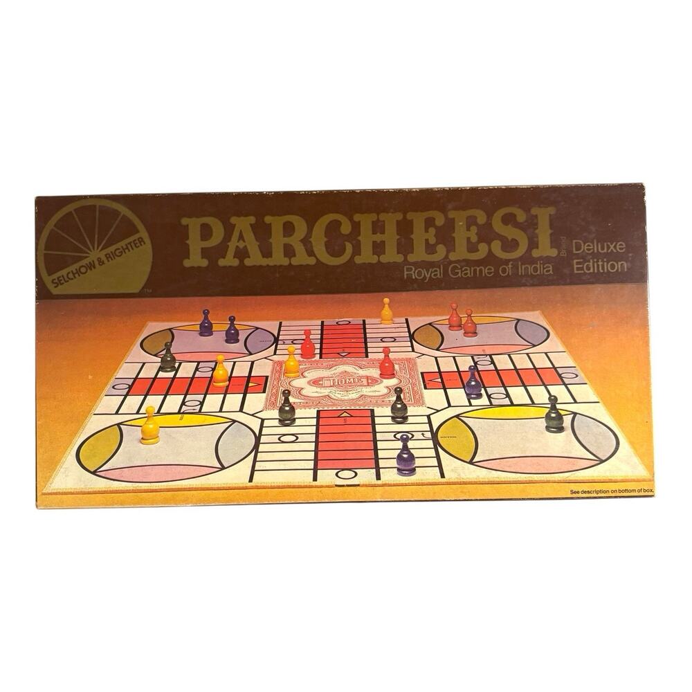 Vintage 1982 Parcheesi Board Game Deluxe Edition Selchow Righter 100% COMPLETE